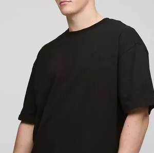 เสื้อยืดโอเวอร์ไซส์ผ้าฝ้าย 100% สุดฮิตสำหรับผู้ชายไซส์ใหญ่ ทรงหลวมไหล่ตก สีดำล้วน ระบายอากาศได้ดี แห้งเร็ว - Product Image 5