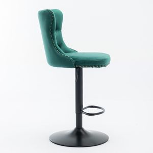 Modern Upholstered <b>Bar</b> <b>Stools</b> with Swivel Velvet Seat <b>Adjustable</b> 25 33 Inch Height 17.7 Inch Base Comfortable Backrest - Product Image 5