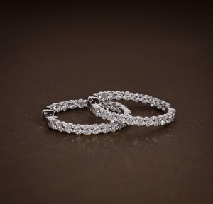 Boucles d'oreilles en diamant de laboratoire certifié IGI, argent 925, taille brillant, VVS1, couleur E, luxe - Product Image 1