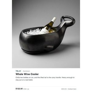 Enfriador de Vino de Aluminio Fundido en Arena - Cubitera Negra Oxidada con Diseño de Ballena para Champaña, Decoración del Hogar - Product Image 2