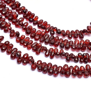 Cuentas facetadas de granate AAA+ de 7x5 mm en forma de lágrima, cuentas sueltas de granate rojo natural, piedra semipreciosa para la fabricación de joyas. - Product Image 4