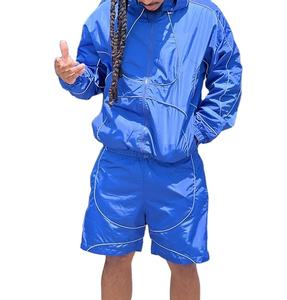 Conjunto Deportivo de Dos Piezas para Hombre, Estilo Y2K, Corte Holgado, con Ribete en Contraste y Logotipo Personalizado Bordado - Product Image 1