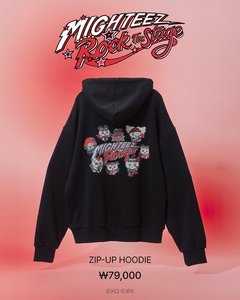 [Produit 100% officiel de Corée] Sweat-shirt à capuche zippé MICHTEEZ Rockstar noir, design Kpop Music Rock & Roll, pour tous les âges, unisexe - Product Image 1