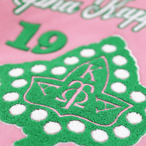 เสื้อแจ็คเก็ตวูลวาร์ซิตี้สีชมพูเขียว ปักลายตัวอักษรชมรม  สำหรับผู้หญิง แฟชั่นทันสมัย - Product Image 5