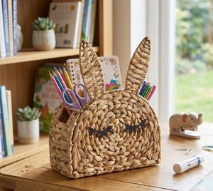 Handmade Cute Bunny Rabbit Storage <b>Basket</b>, Woven Water Hyacinth Organizer for Nursery, Kids Toy & Desk Storage, Home Storage - Product Image 6