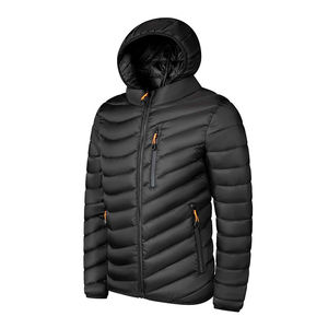 Veste matelassée légère pour homme, bleue, entièrement zippée, isolée, pour l'hiver, décontractée, chaude, rembourrée de coton, coupe-vent - Product Image 3