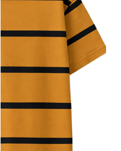 Camiseta a Rayas Amarillo Mostaza y Negro para Hombre, Cuello Redondo, Manga Corta, Informal, Verano, Estilo Urbano, Fabricante OEM - Product Image 6