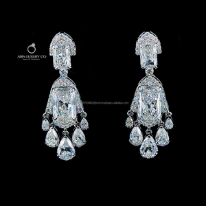 Radiant Cut & Pear Shape Diamond Drop Earrings, Bridal Chandelier Style, Luxury Crystal Dangle, Wedding Jewelry Gift for Women - Product Image 3