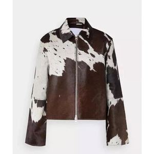 Heavy Duty Winter Leather Jacket for Men Genuine O-Neck Collar Thick Cozy Insulation Warm <b>Zip</b>-<b>Up</b> Front Waterproof Eco-Friendly - Product Image 5