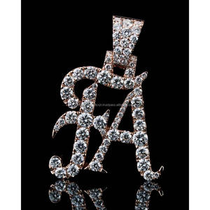 Pendentif Alphabet Personnalisé en Argent Sterling 925 avec Diamant Moissanite VVS, Breloque Lettre Personnalisée, Bijoux Hip Hop pour Hommes et Femmes - Product Image 1