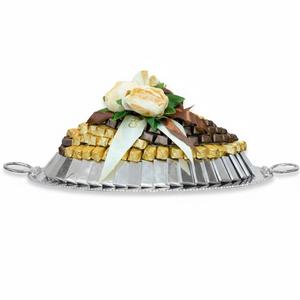 Plateau de service décoratif vintage en métal or rose pour chocolats et bonbons, idéal pour mariages, Aïd et événements – Fournisseur en gros - Product Image 4