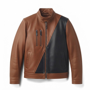 Chaqueta de cuero unisex negra con tachuelas, estilo motero punk, con remaches y púas, a la moda rockera, con capucha, para invierno, con cierre de cremallera - Product Image 1