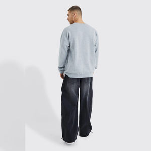 Pantalones Vaqueros Grises Premium para Hombre, Estilo Vintage, Corte Ancho, Holgados, de Algodón de Alta Calidad, Ropa Urbana - Product Image 4