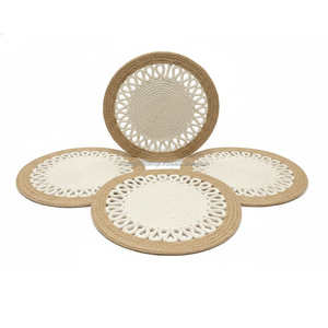 Mantel Individual de Tela Tejida a Mano con Acabado Natural de 14 Pulgadas, Mantel Individual Contemporáneo Ecológico para Mesa de Comedor, Hecho a Mano por Artesanos Indios - Product Image 3