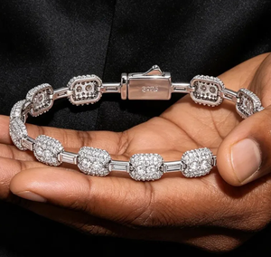 Bracelet à maillons en argent sterling 925 avec moissanite, 7 mm, maillons cubiques effet glacé, bijoux pour homme et femme, cadeau - Product Image 4