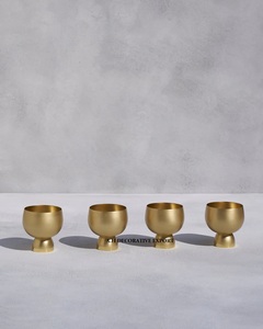 Moderno Juego de 4 Piezas de Tazón y Cuchara con Pedestal de Metal, Servidor de Helado Chapado en Oro, Regalo de Lujo para Bodas y Empresas, Decoración para Aperitivos - Product Image 2