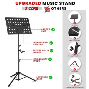 ขาตั้งโน้ตเพลงแบบตั้งโต๊ะปรับระดับได้ 5 ชั้น แบบพกพา ที่วางแผ่นโน้ตโลหะทั้งหมด พับเก็บได้ - Product Image 6