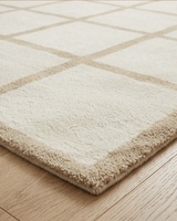 Tapis géométrique moderne à grille, rectangulaire, en laine tuftée, avec dos antidérapant en caoutchouc, pour salon et usage domestique
