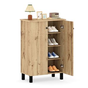 Scarpiera a 4 livelli in MDF stile rustico con ripiani rimovibili e dispositivi anti-ribaltamento per l'ingresso - Product Image 2