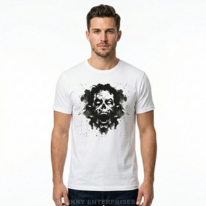 Camiseta Vintage Azul Pizarra para Hombre con Gráfico de Murciélagos y Calaveras, Estilo Desgastado, Algodón Peinado Premium, Transpirable, Tops de Verano al por Mayor - Product Image 2