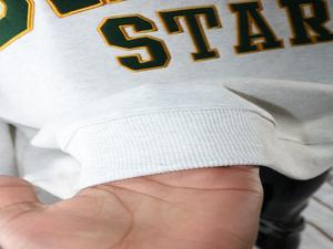 DALLAS STARS WHITE <b>Mock</b> <b>Neck</b> Sweatshirt 100% GREEN Applique Embroidery wide <b>neck</b> Sweatshirt Finer Threads - Product Image 6