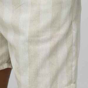 Shorts Bermuda en Coton Oxford Beige Uni pour Homme, Taille Mi-Haute, Fermeture Élastique, Style Décontracté avec Poches, Tissu Respirant - Product Image 5