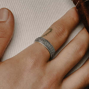 18K Gold Hallmark <b>Silver</b> Men's <b>Ring</b> with Ruby and <b>Emerald</b> Pave Setting - Product Image 1