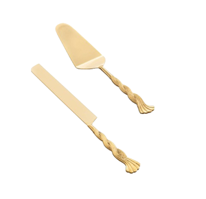 Gold Plated Wedding <b>Cake</b> tool Stainless Steel <b>Cake</b> <b>Server</b> Knife and <b>Server</b> Set Kitchen Accessories - Product Image 5