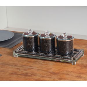Ambrose squisito diamante schiacciato di vetro tè contenitori di zucchero di caffè barattolo di stoccaggio con vassoio in confezione regalo - Product Image 1