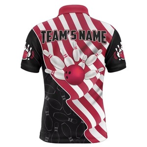 Wholesale Personalized <b>Bowling</b> Polo Shirt for Men Custom 100% Polyester <b>Bowling</b> Team Polo Shirt - Product Image 5