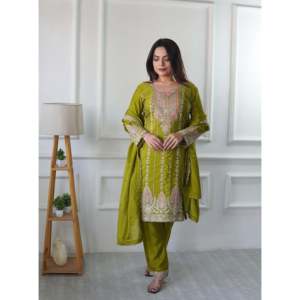Designer Handmade Satin Party Wear Top and Dupatta Sequence <b>Work</b> Feature - Product Image 1