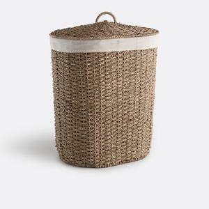 Panier à linge ovale en jonc de mer tressé, fait main, panier de rangement, vente en gros, écologique, fabriqué au Vietnam - Product Image 1