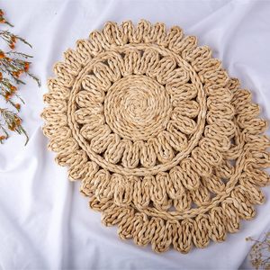 Vente en gros 2026 – Set de table/sous-plat imperméable à motif floral pour la décoration de salle à manger, de fêtes et d'occasions, fabriqué à 100 % en jonc de mer, écologique - Product Image 5