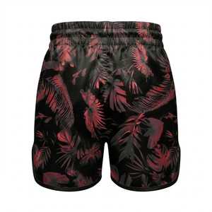 Shorts Deportivos para Mujer, Estampado de Hojas Tropicales en Negro y Rojo, Secado Rápido, Transpirables, Corte Regular, Talla Adulto, Teñido en Prenda, Poliéster/Nailon GRACE - Product Image 1