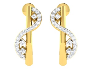Juego de Aretes con Diseño Retorcido para Mujer, Oro Amarillo de 18K con Circonitas, Aretes para Novia, Joyería de Boda Hecha a Mano - Product Image 1