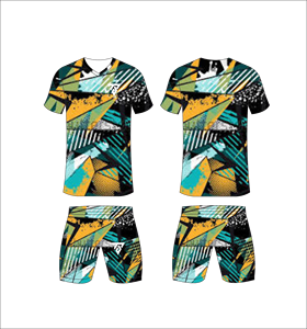 Custom Sublimated Geometric Print <b>Soccer</b> Jersey Set V-Neck Short Sleeve Quick Dry Athletic Fit Unisex Adult All Seasons Apparel - Product Image 1
