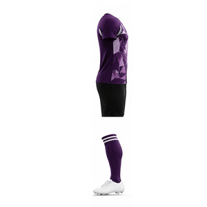 Conjunto de camiseta de fútbol sublimada geométrica morada para entrenamiento de fútbol, manga corta, uniforme deportivo que absorbe la humedad, equipación de fútbol - Product Image 6