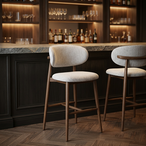 Taburete de Bar Moderno de Madera de Teca con Diseño de Mediados de Siglo, Duradero y Estable para Bar en Casa y Muebles de Isla de Cocina - Product Image 5