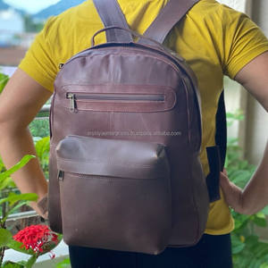 Mochila para ordenador portátil de piel de vaca auténtica para hombre y mujer, mochilas de viaje de moda Vintage de gran capacidad de cuero genuino de grano completo - Product Image 3