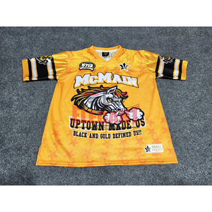 Camiseta de fútbol americano de malla, tela de alta calidad, para adultos, cuello en V, manga corta, estilo oversize. - Product Image 1