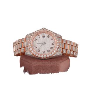 High Selling Men's <b>Watch</b> Handmade VVS Moissanite <b>Watches</b> with Luxury Rose Gold Quartz <b>Watch</b> Look Indian Manufacturer Low Price - Product Image 1