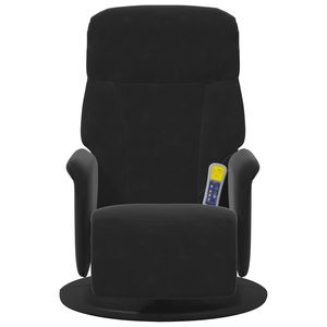 Fauteuil inclinable de massage en velours noir avec repose-pieds, matériau en velours confortable pour la relaxation - Product Image 4