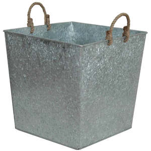 Ensemble de 2 jardinières en fer galvanisé avec poignée, forme ronde, pour plantes d'intérieur et d'extérieur, pots et jardinières décoratifs - Product Image 5
