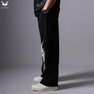 Pantalon de survêtement ample noir pour homme, style streetwear, taille haute, couleur unie, en molleton épais pour l'hiver - Product Image 2