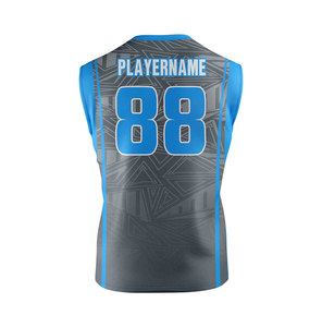 Conjunto de Uniforme de Voleibol Sublimado Personalizado, Sin Mangas, 88, Azul Gris, Patrón Geométrico, Absorbe la Humedad, Ajustado, Unisex para Adultos - Product Image 3