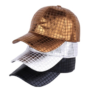 Metallic Adjustable Lambskin Fashion Women <b>Men</b> Faux Leather <b>Baseball</b> <b>Cap</b> Glitter Metallic Holographic - Product Image 2
