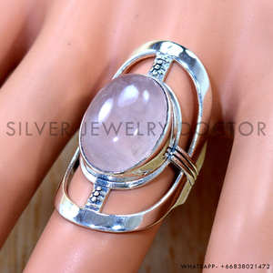 Oval Cut Bezel Setting Natural <b>Rose</b> <b>Quartz</b> Gemstone 925 Sterling Silver Handmade Fine Jewelry <b>Ring</b> At Bulk Wholesale - Product Image 5