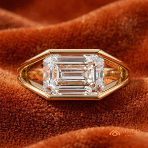 แหวนแต่งงานเพชรเม็ดเดี่ยวทรงเหลี่ยมมรกตทองคำ 14K สุดหรู ดีไซน์วงแหวนคู่ทันสมัยสำหรับผู้หญิง - Product Image 1