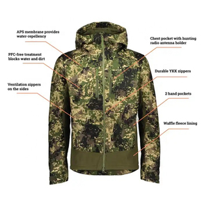 Ensemble de chasse d'hiver durable et respirant : veste et pantalon de tir avec capuche réglable, imperméable, vente en gros OEM - Product Image 2