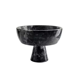 Cuenco de Pedestal de Mármol Natural de Lujo, Hecho a Mano, con Vetas Marrones, Frutero Decorativo para Mesa de Entrada o Centro de Mesa - Product Image 5